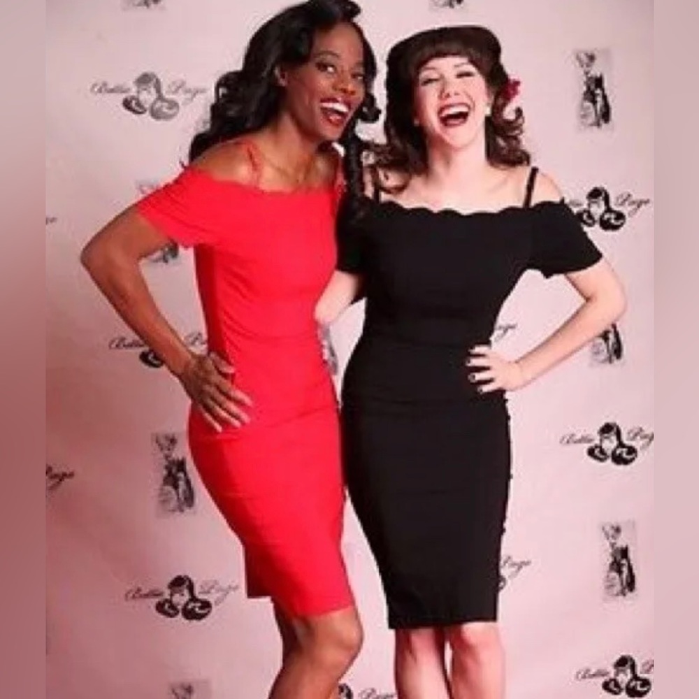 BETTIE PAIGE BY TATYANA BLACK SCALLOP DRESS SIZE L